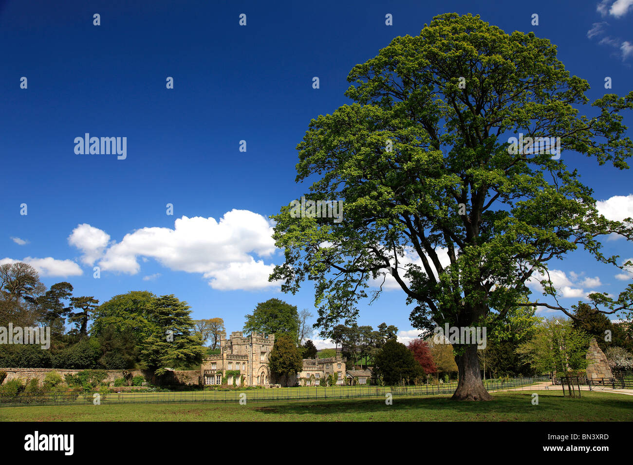 Summer view 12th Century Bolton Abbey North Yorkshire Dales National Park England Stock Photo