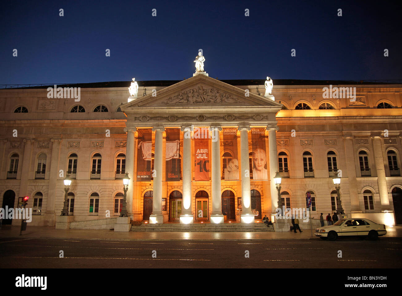 the National theater Dona Maria II on the square Praca de Dom Pedro IV or Rossio in Lisbon, Portugal, Europe Stock Photo