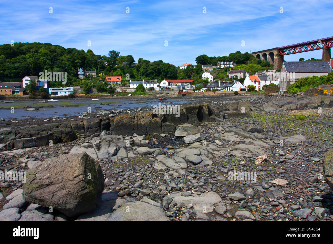 North Queensferry in fife next to the firth of forth where the famous road and rail bridges cross from Edinburgh. Stock Photo