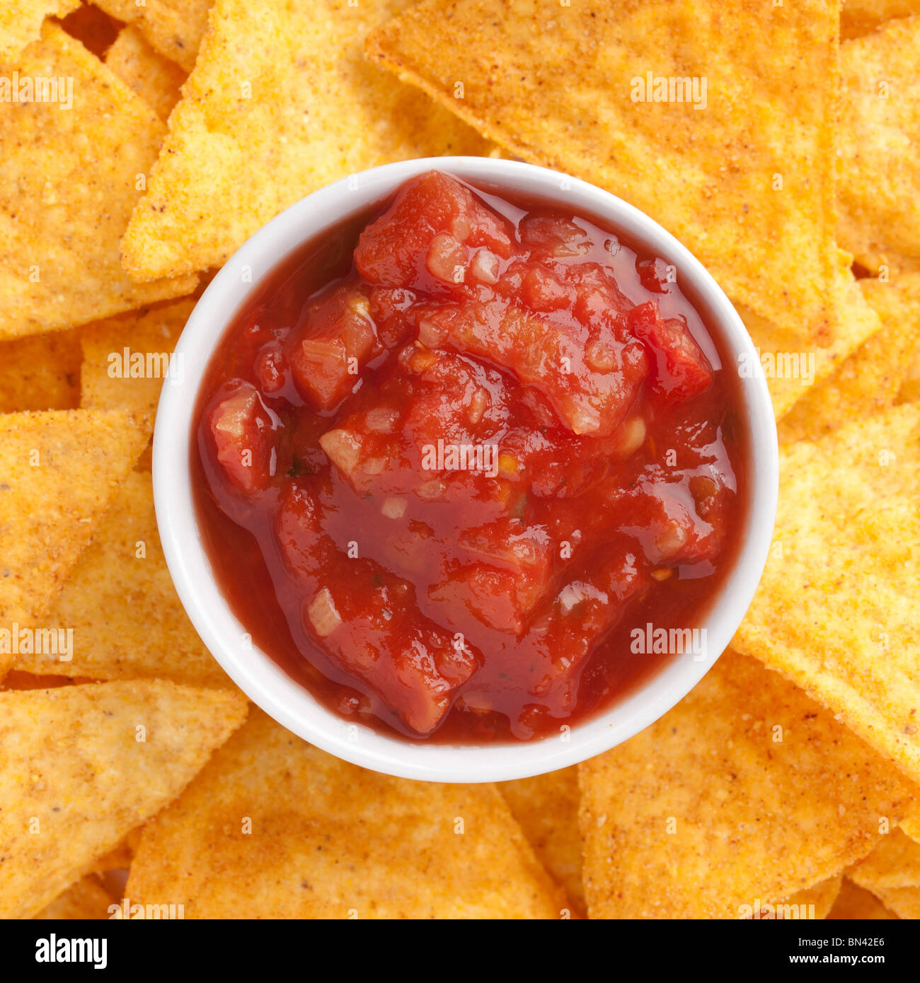 nachos and tomato dip Stock Photo