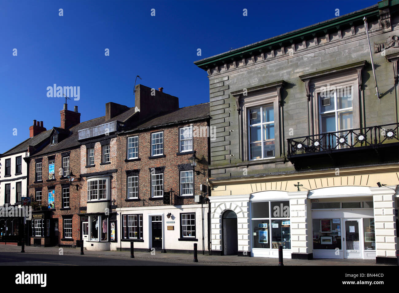 Shops on the Market Square in Knaresborough town, North Yorkshire