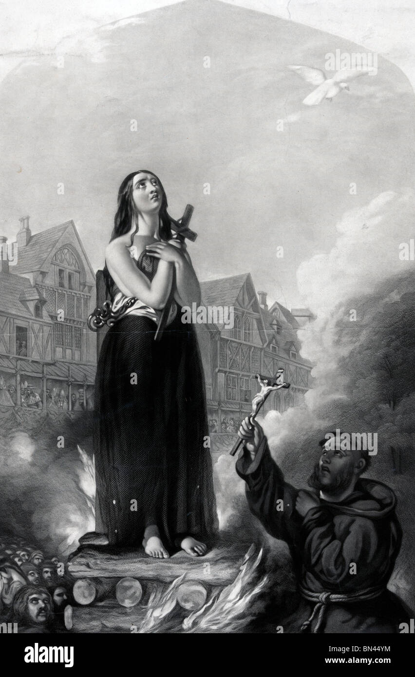 Joan of Arc being burnt at the stake Stock Photo