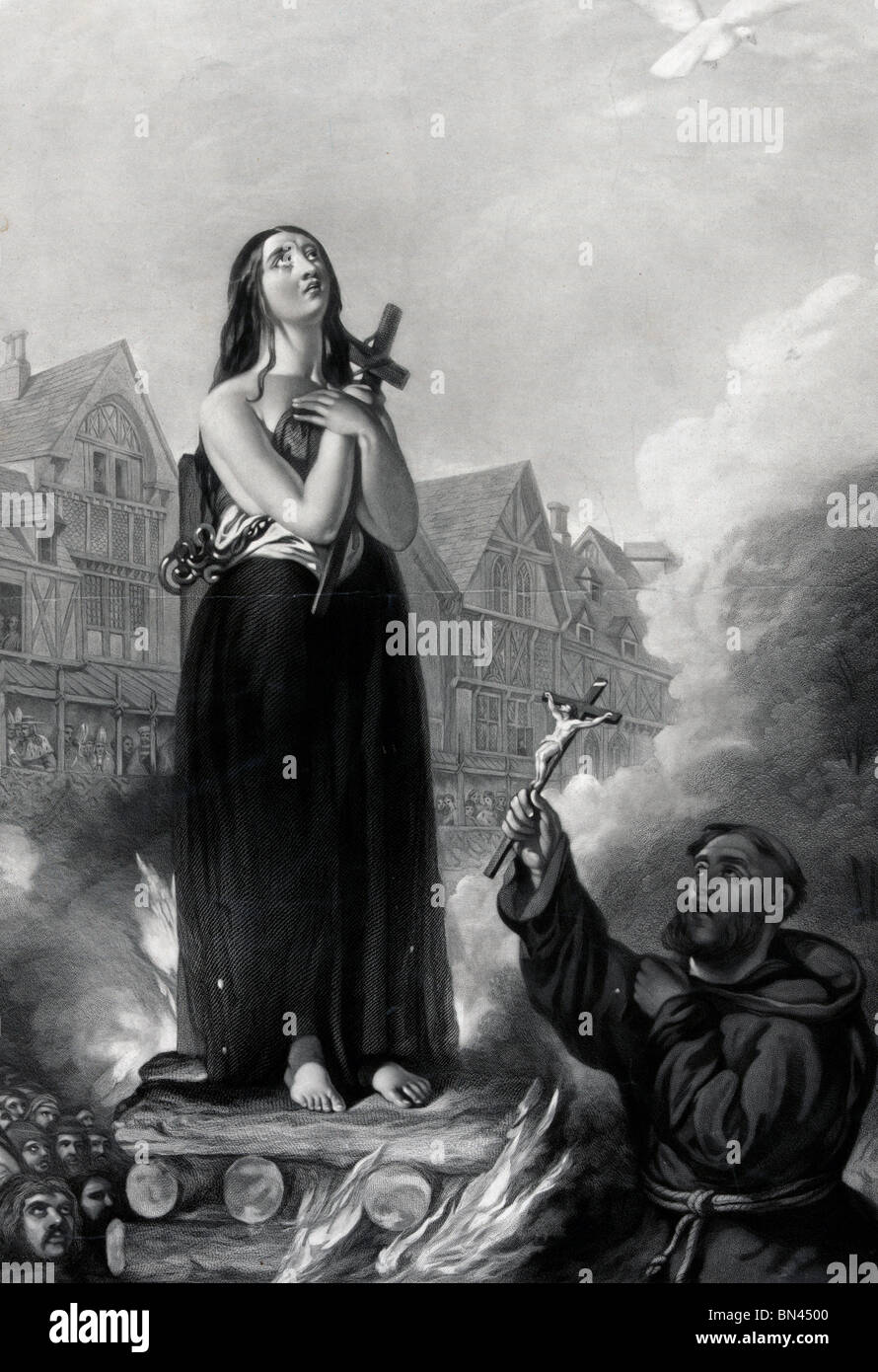 Joan of Arc being burnt at the stake Stock Photo