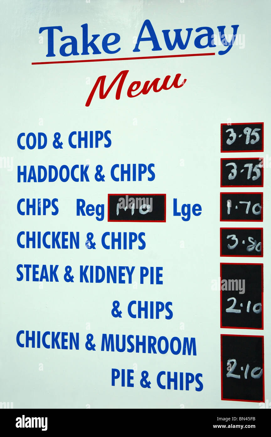 take away menu, England, UK Stock Photo