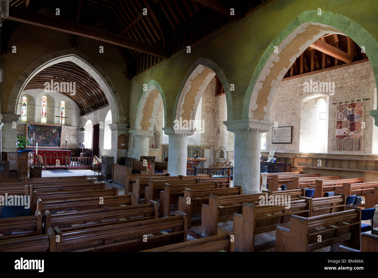 interior of St Mary's Church in Selborne Stock Photo