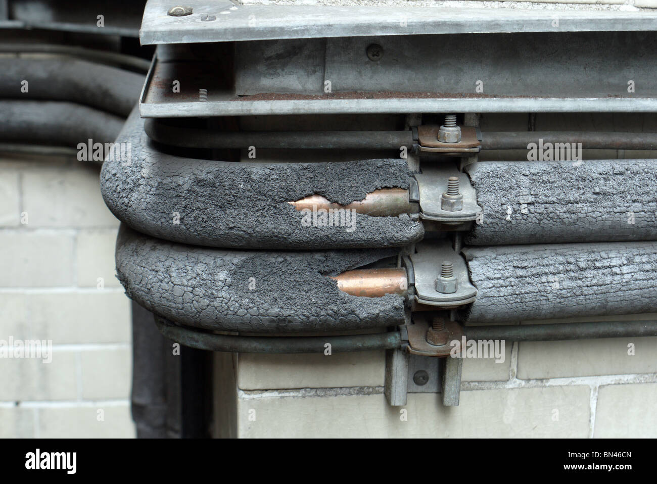 corroding pipe insulation in london england uk Stock Photo Alamy
