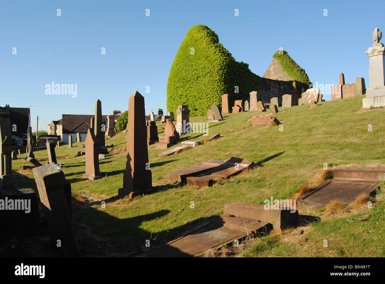 St.Nicholas Parish Church and Graveyard ruin in Prestwick, South Ayrshire. Stock Photo