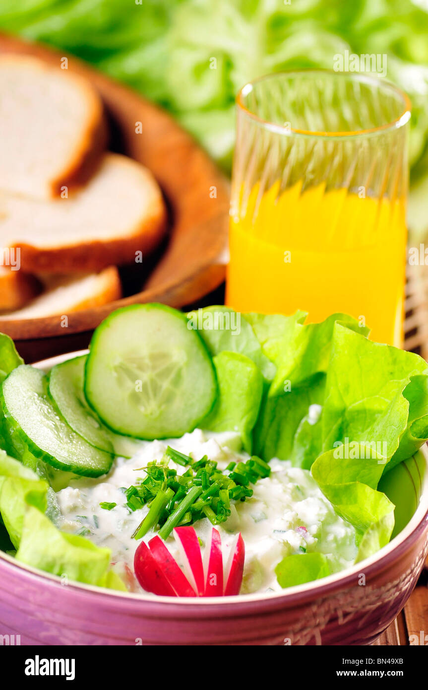 cabbage calorie cheese condiments cottage dairy diet food fresh healthy lettuce lunch nutrition protein radish restaurant snack Stock Photo