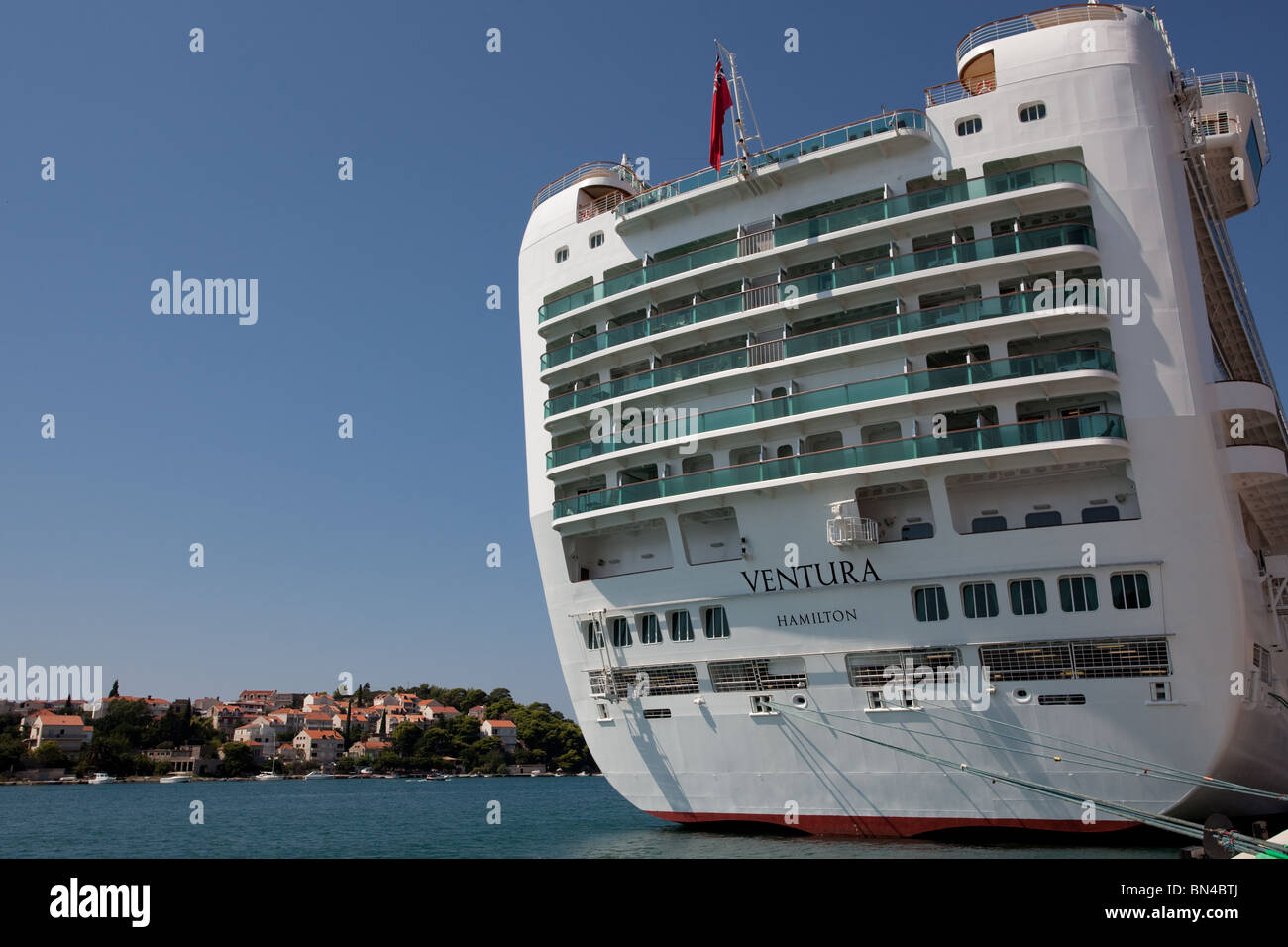 P & O liner VENTURA. Alongside the  Adriatic Port of Dubrovnik Stock Photo