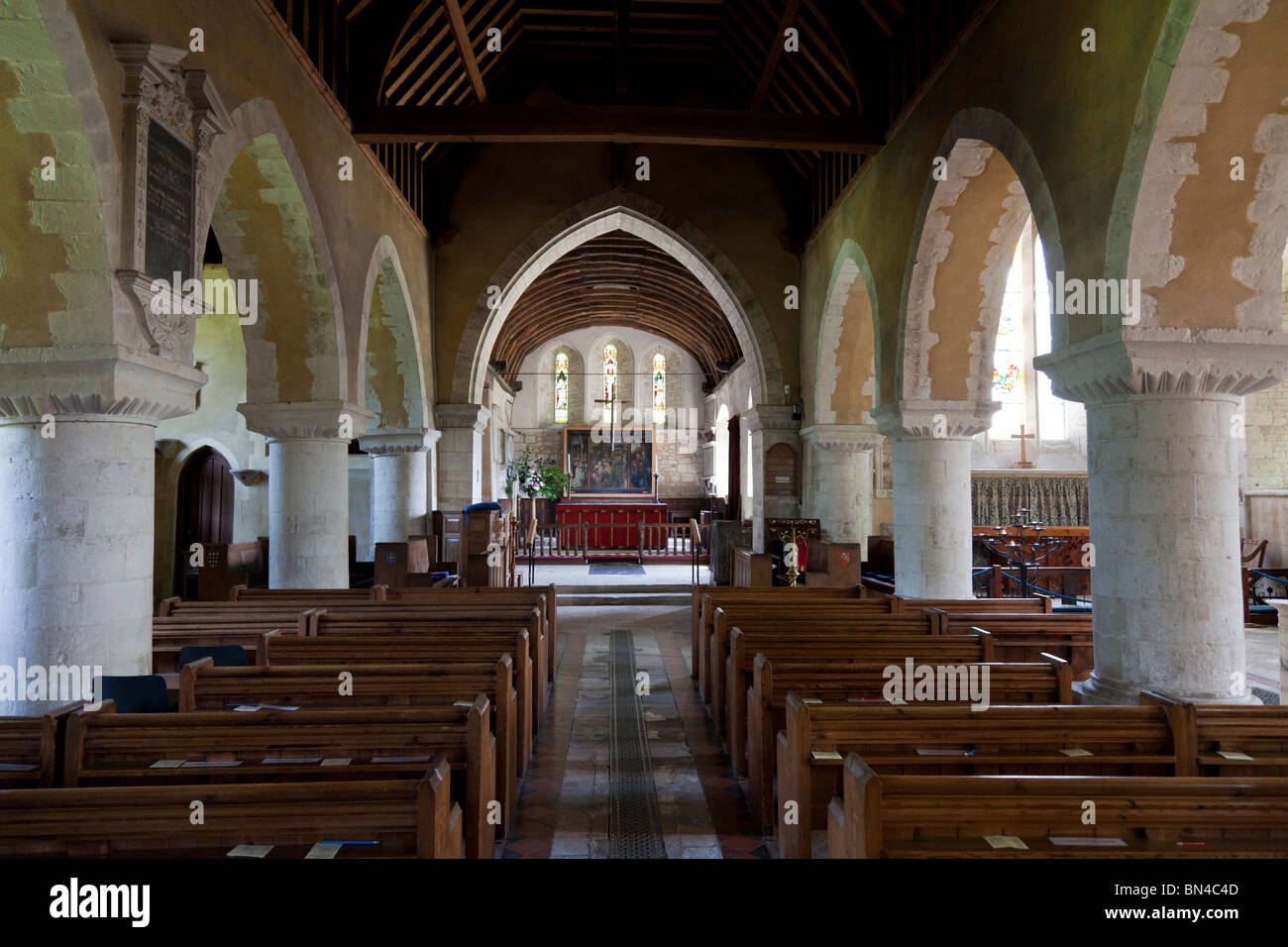 interior of St Mary's Church in Selborne where Gilbert White is buried Stock Photo
