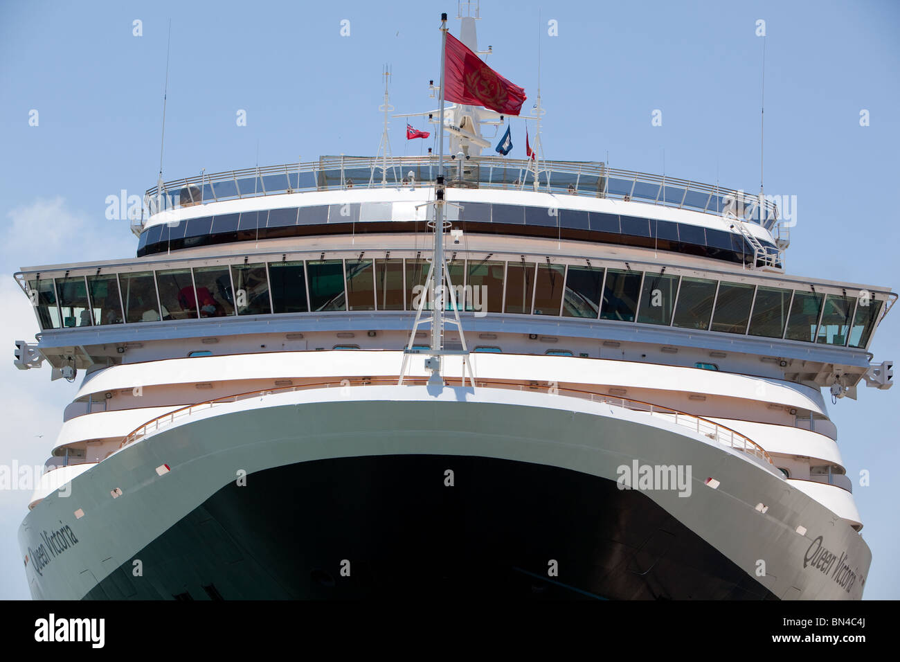 ship's BRIDGE on Cunard Liner "Queen Victoria" alongside Gibraltar