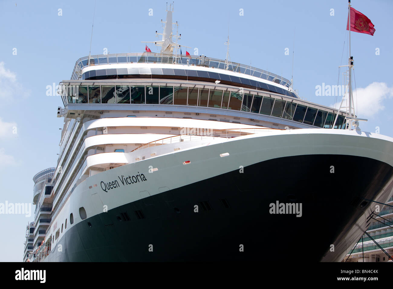 ship's BRIDGE on Cunard Liner "Queen Victoria" alongside Gibraltar