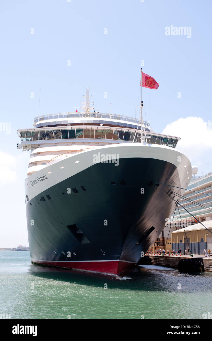 Cunard Liner "Queen Victoria" alongside Gibraltar Harbour Stock Photo