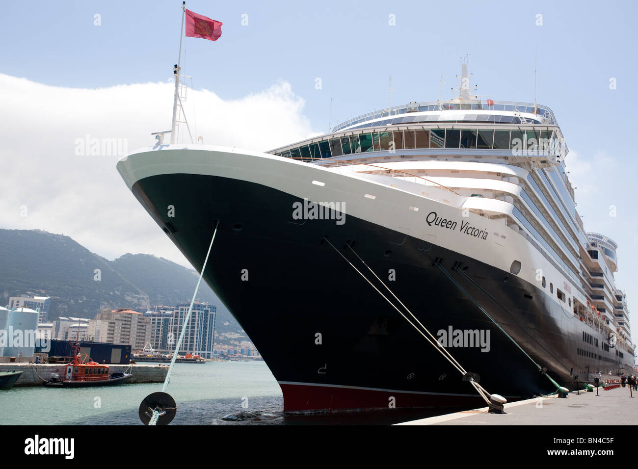 Cunard Liner "Queen Victoria" alongside Gibraltar Harbour Stock Photo