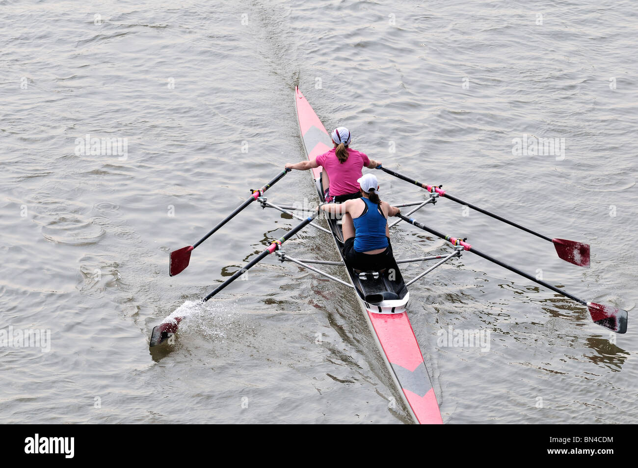 Rowing on the Thames at Hammersmith, London, United Kingdom Stock Photo