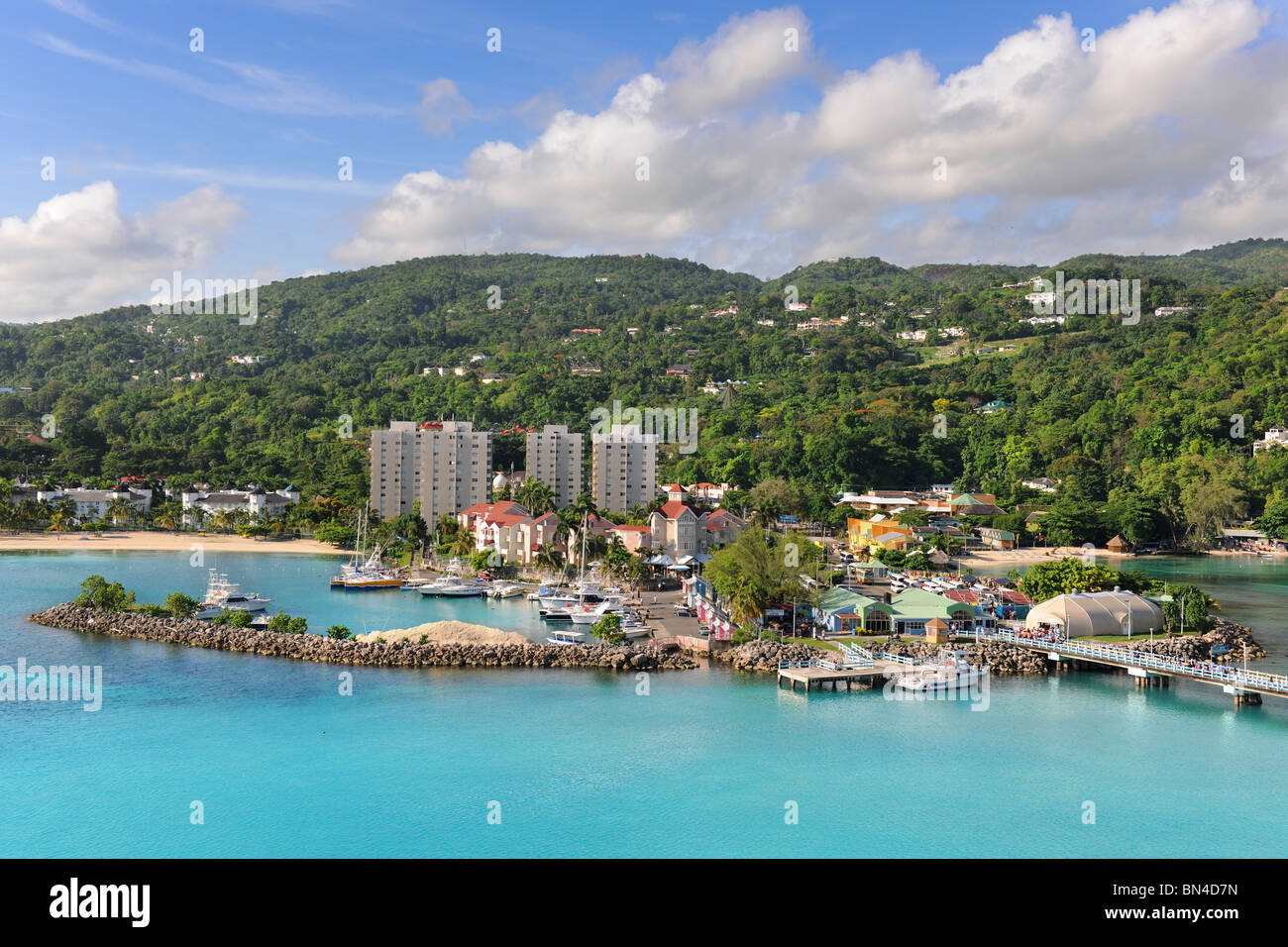 Aereal view of Ocho Rios, Jamaica in the Caribbean Stock Photo