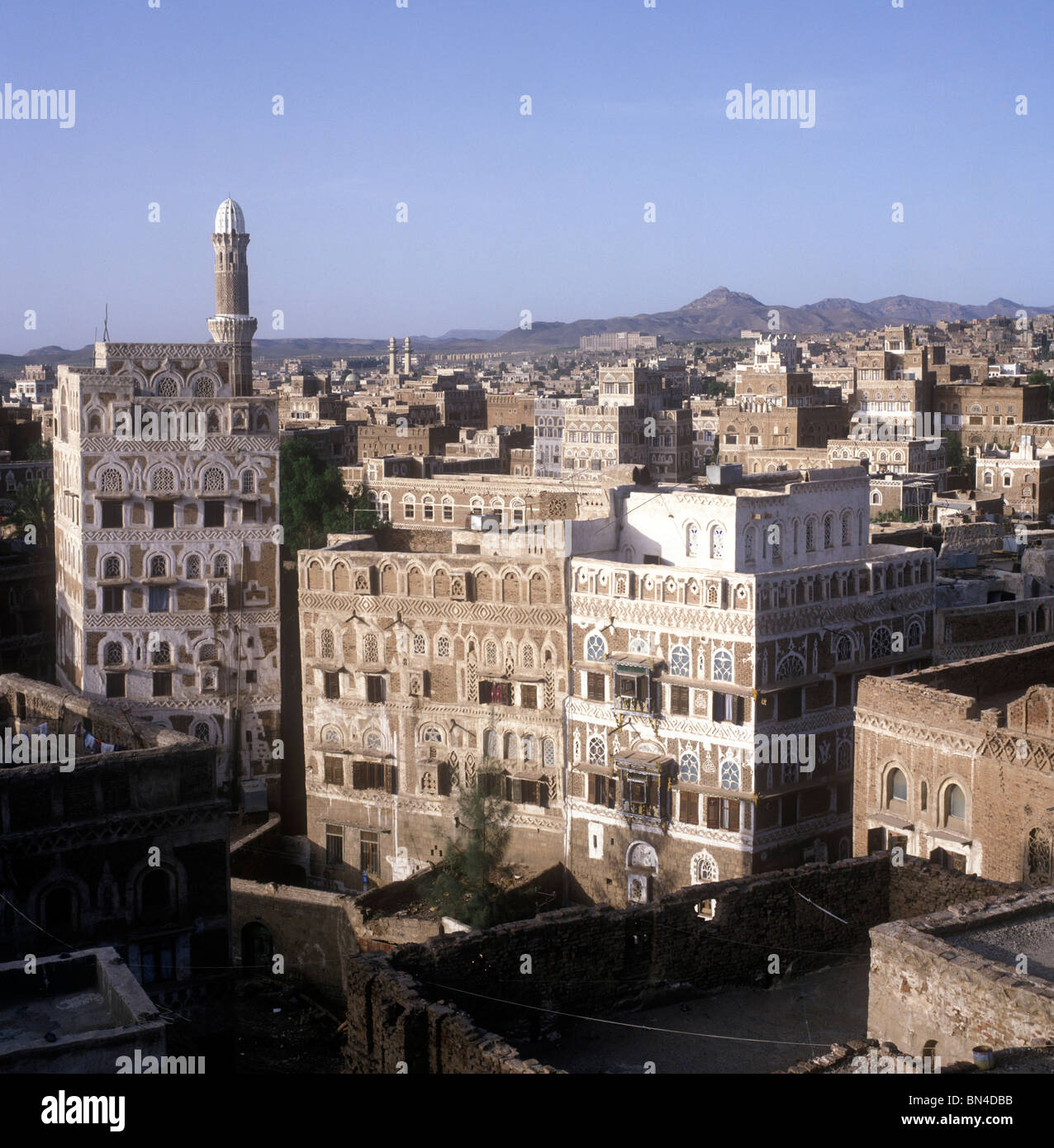 Rooftop panorama Sanaa Yemen Stock Photo