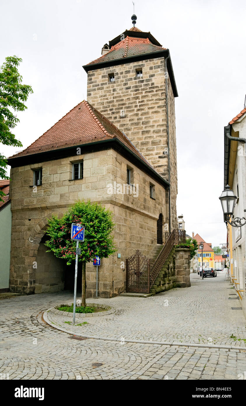The 'Stadttor' (town gate) in Höchstadt an der Aisch, Middle Franconia, Bavaria, Germany. Stock Photo
