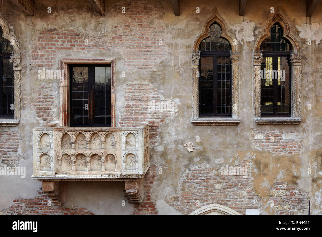 Balcony at Casa de Giulietta (Juliet's House) in Verona, Italy Stock Photo