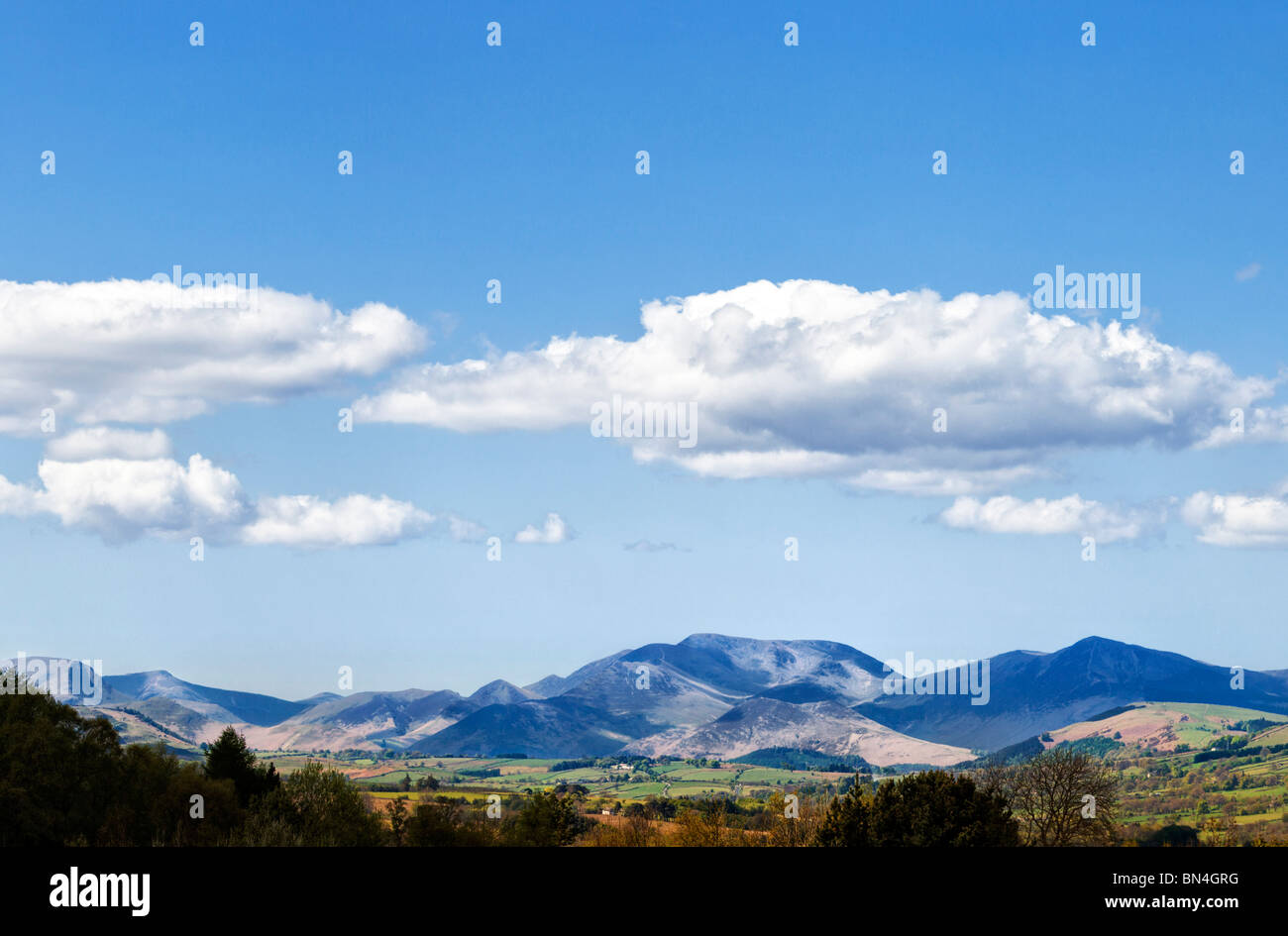 Mountains in the English Lake District, Cumbria, England, UK - looking towards the Derwent fells near Keswick. Stock Photo