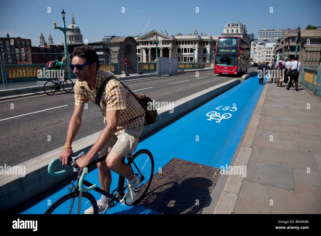 Cycle Superhighway route, London. Here the CS7 route is one of the first to open on 19th July 2010. Stock Photo