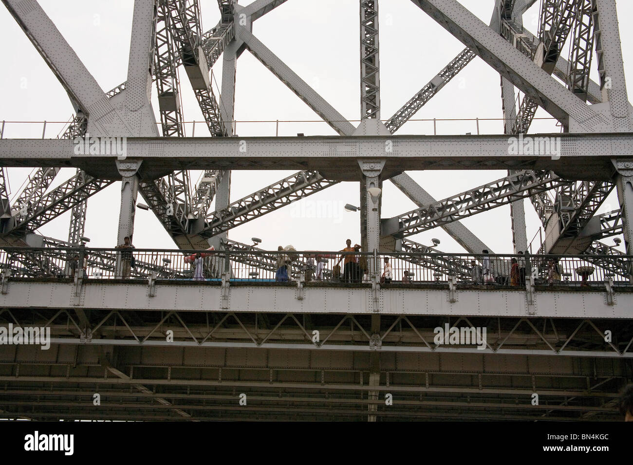 Howrah bridge now Rabindra Setu Steel constructed over river Hooghly ; Calcutta Kolkata ; West Bengal ; India Stock Photo