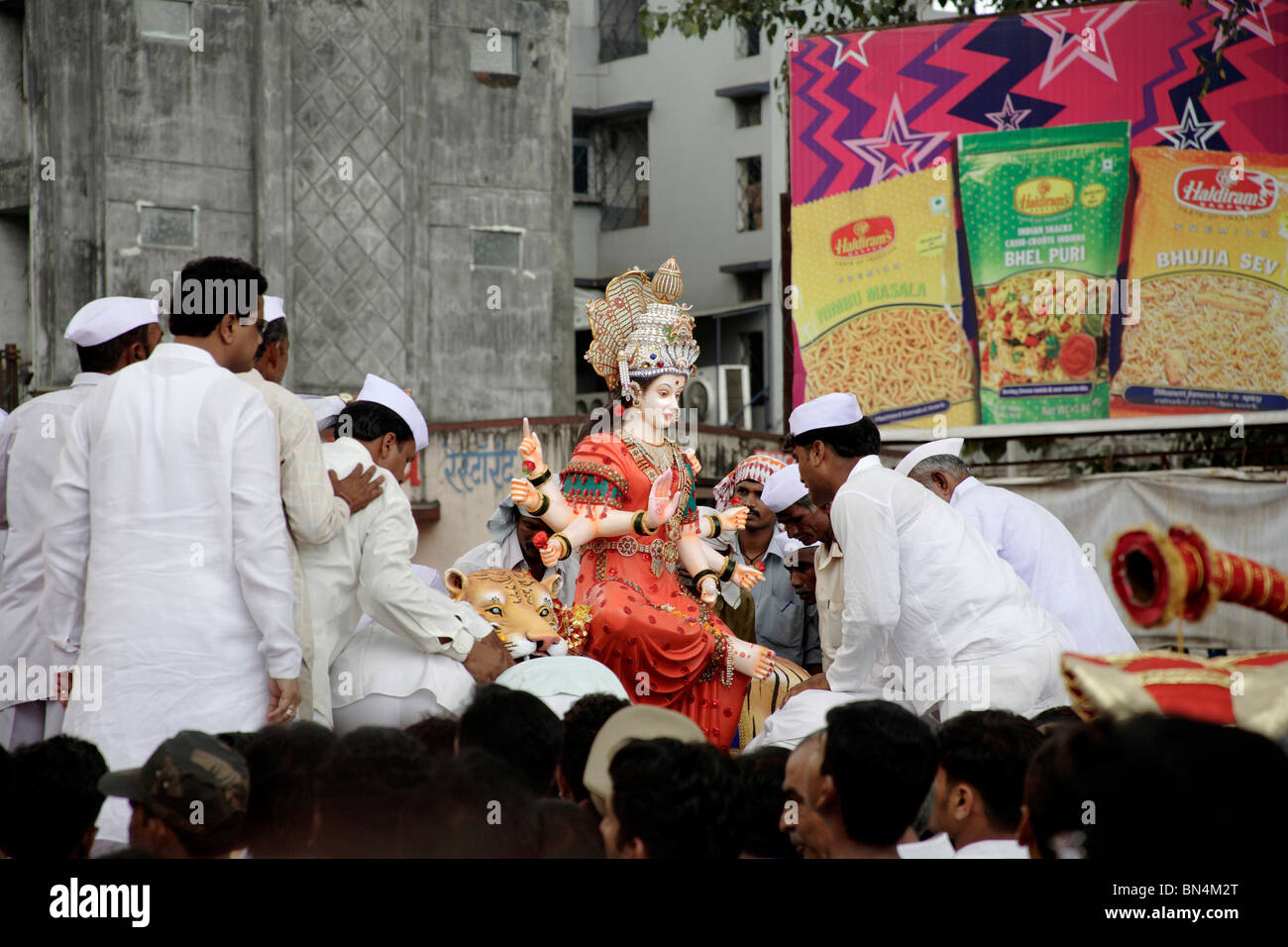 Navaratri dandiya garba Festival ; Procession of Ma Ambadevi ; Thane ; Maharashtra ; India ; NO MR ; NO PR Stock Photo