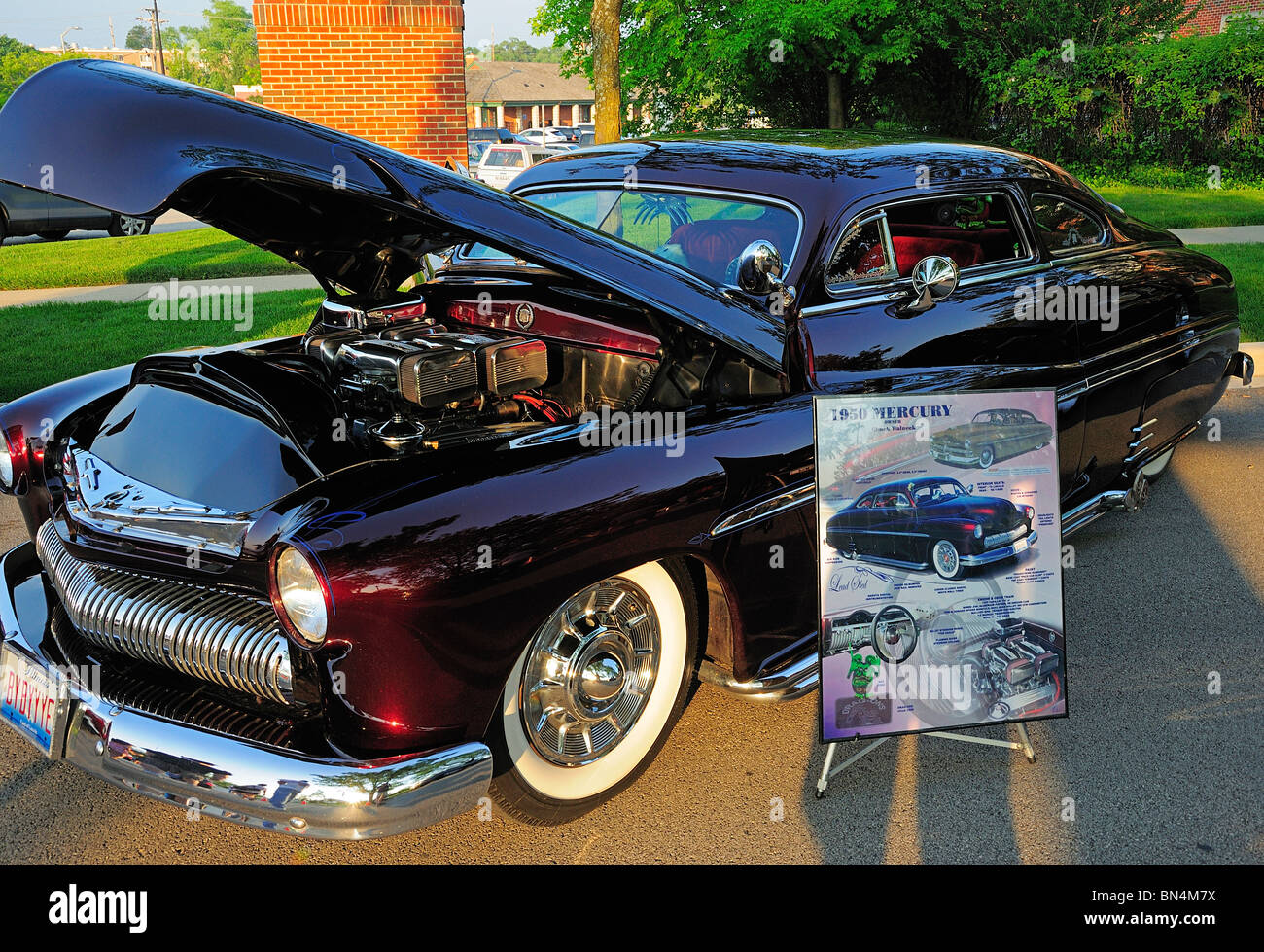 1950 Mercury Custom Hot Rod at small town car show in USA Stock Photo