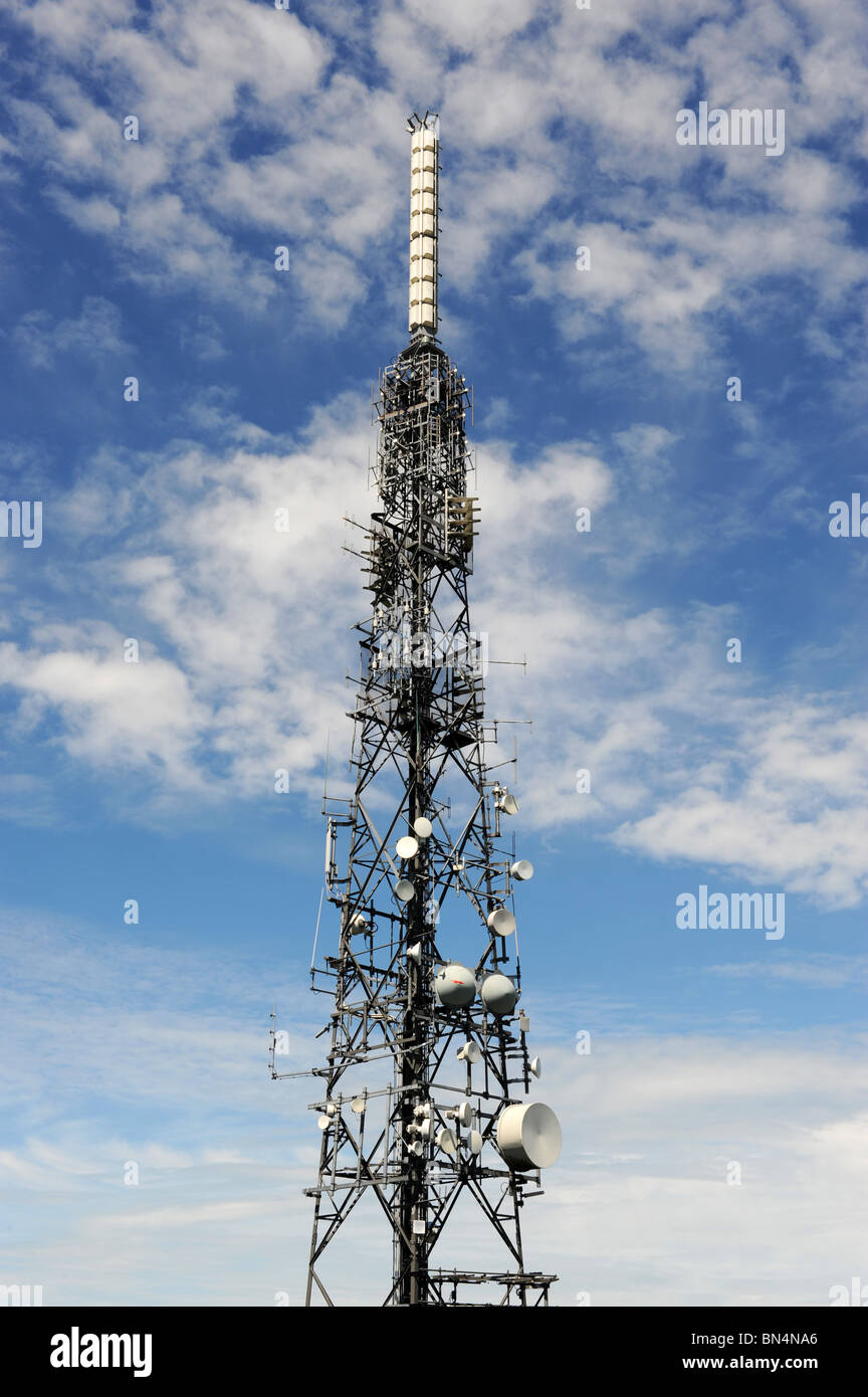 The Wrekin Hill transmitting station which is a telecommunications and broadcasting station in Shropshire Stock Photo
