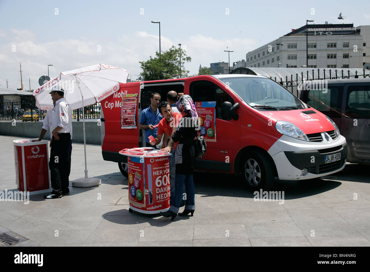 Vodafone promotion stand at Eminonu, Istanbul, Turkey Stock Photo - Alamy