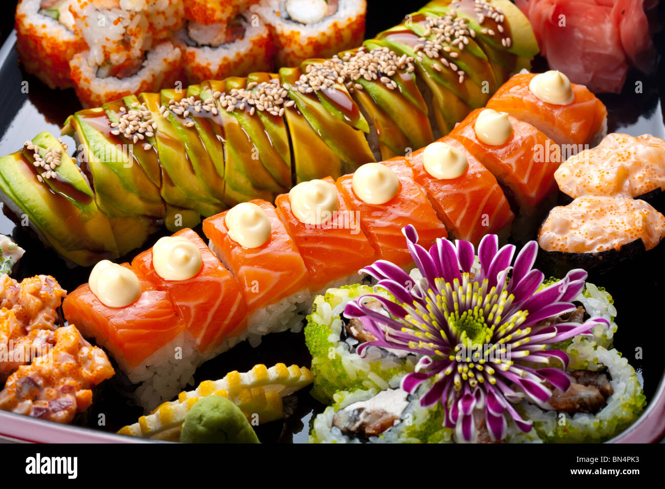 Sushi and rolls Stock Photo