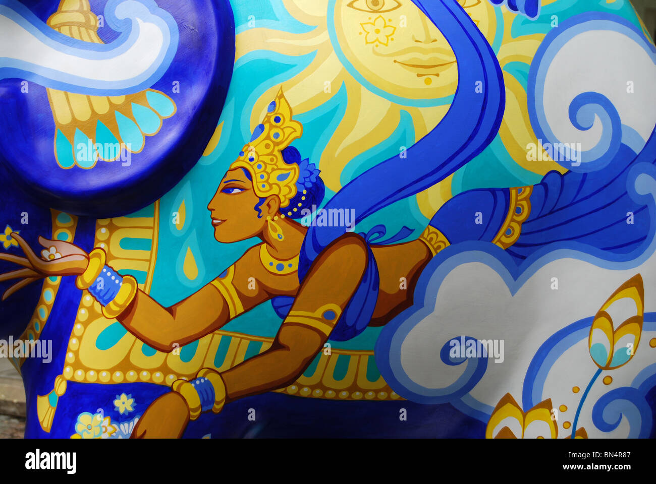 Painted elephant detail. Part of the Elephant Parade London 2010