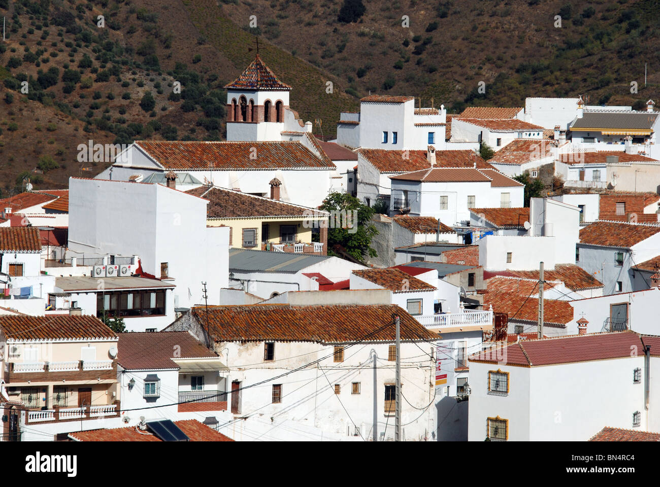 Whitewashed village (pueblo blanco), Moclinejo, Costa del Sol, Malaga Province, Andalucia, Spain, Western Europe. Stock Photo