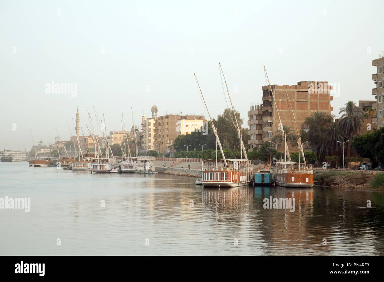 Dawn on the River Nile near Edfu, Egypt Stock Photo