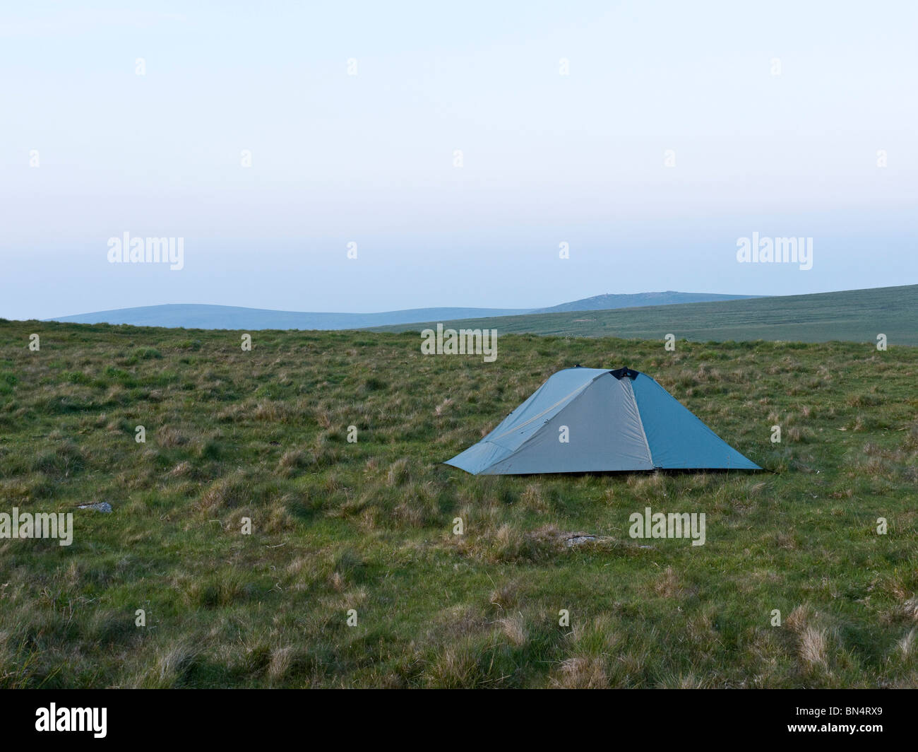 Wild Camping in a remote setting. Okehampton Range Dartmoor NP Devon UK Stock Photo