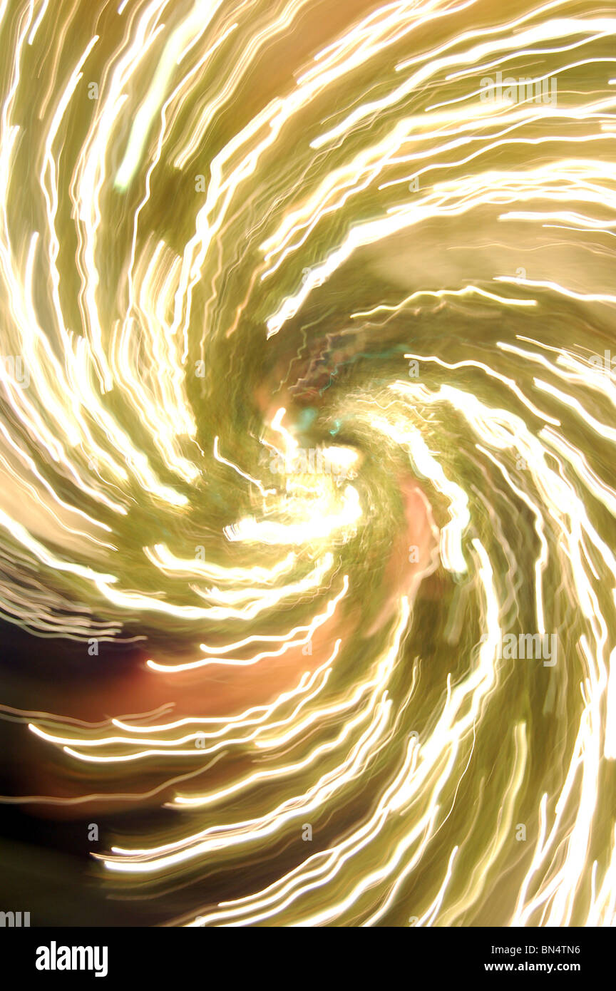 A long exposure that looks like a yellow spiral made from several lights, Stock Photo
