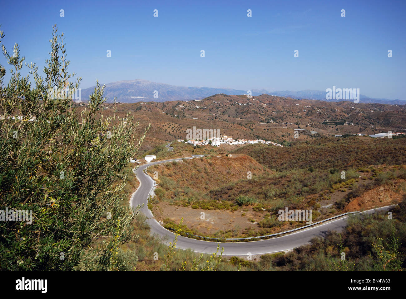 View of the countryside, Macharaviaya, Costa del Sol, Malaga Province, Andalucia, Spain, Western Europe. Stock Photo