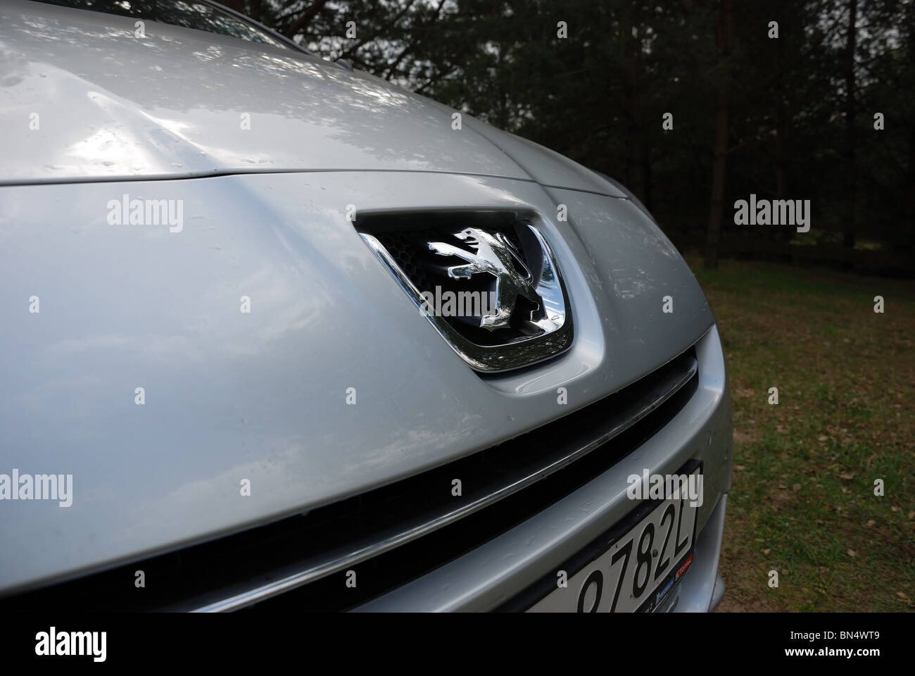 Peugeot 5008 - MPV, van - exterior - badge, logo, emblem, engine hood Stock Photo