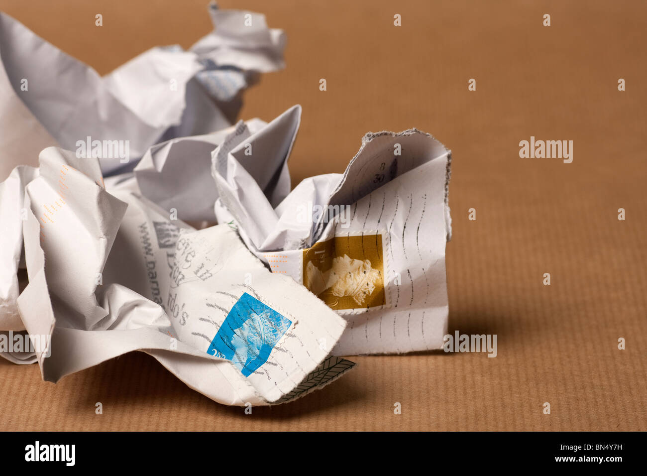 Crumpled envelopes 1st 2nd class hires stock photography and images