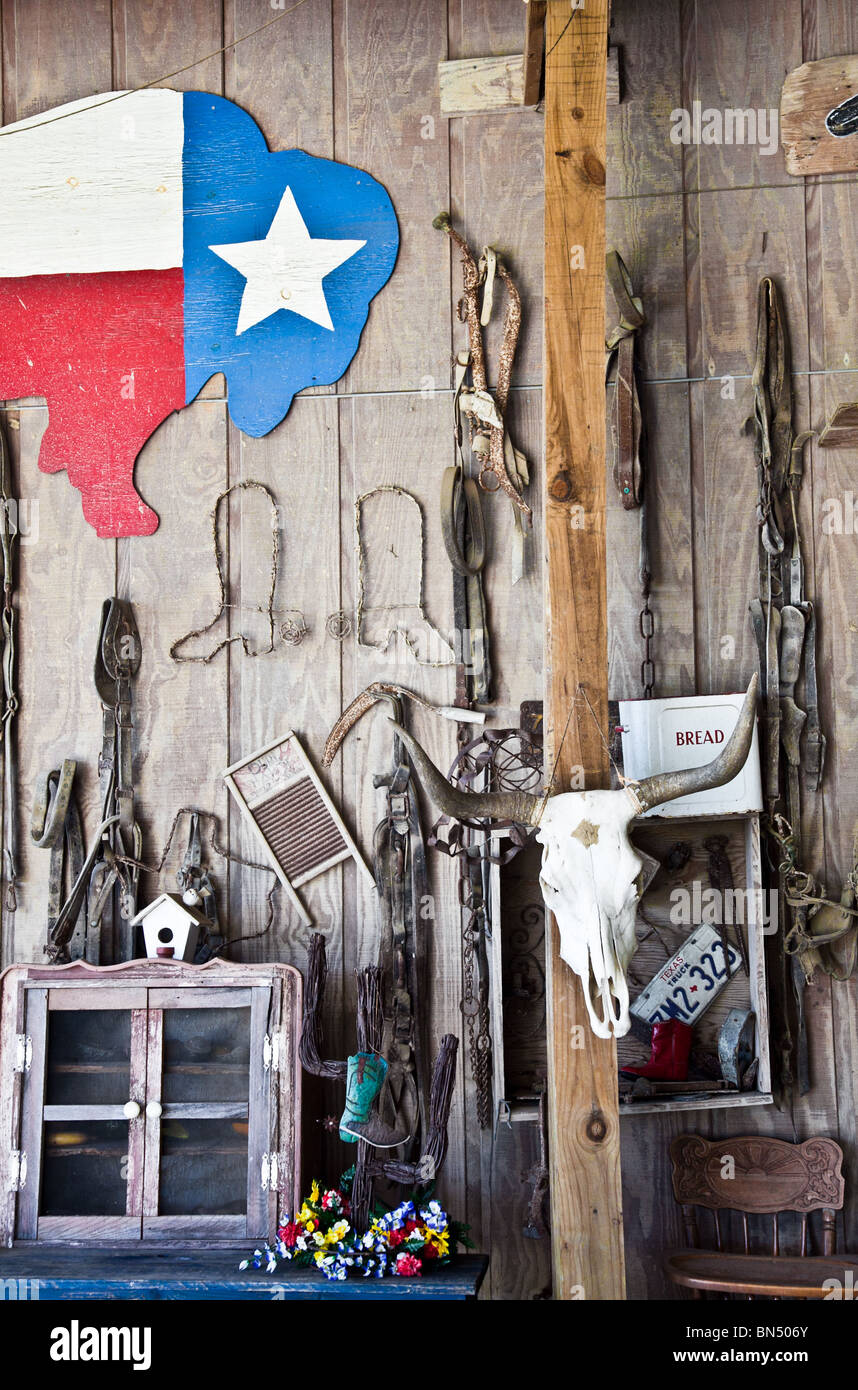 Cowboy Related Decor At Cibolo Ranch Near San Antonio Texas Stock