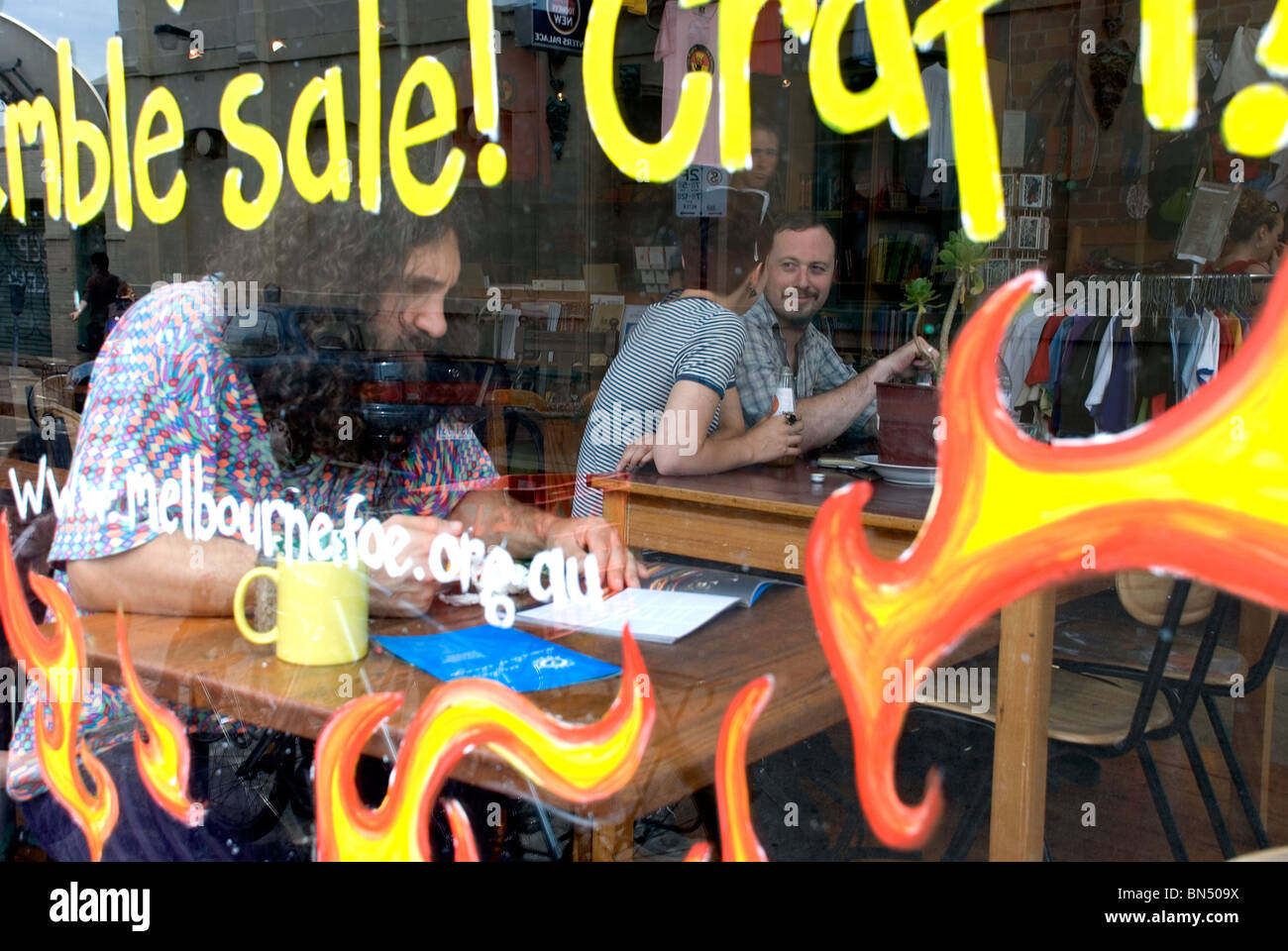 cafe scene smith street collingwood melbourne australia Stock Photo