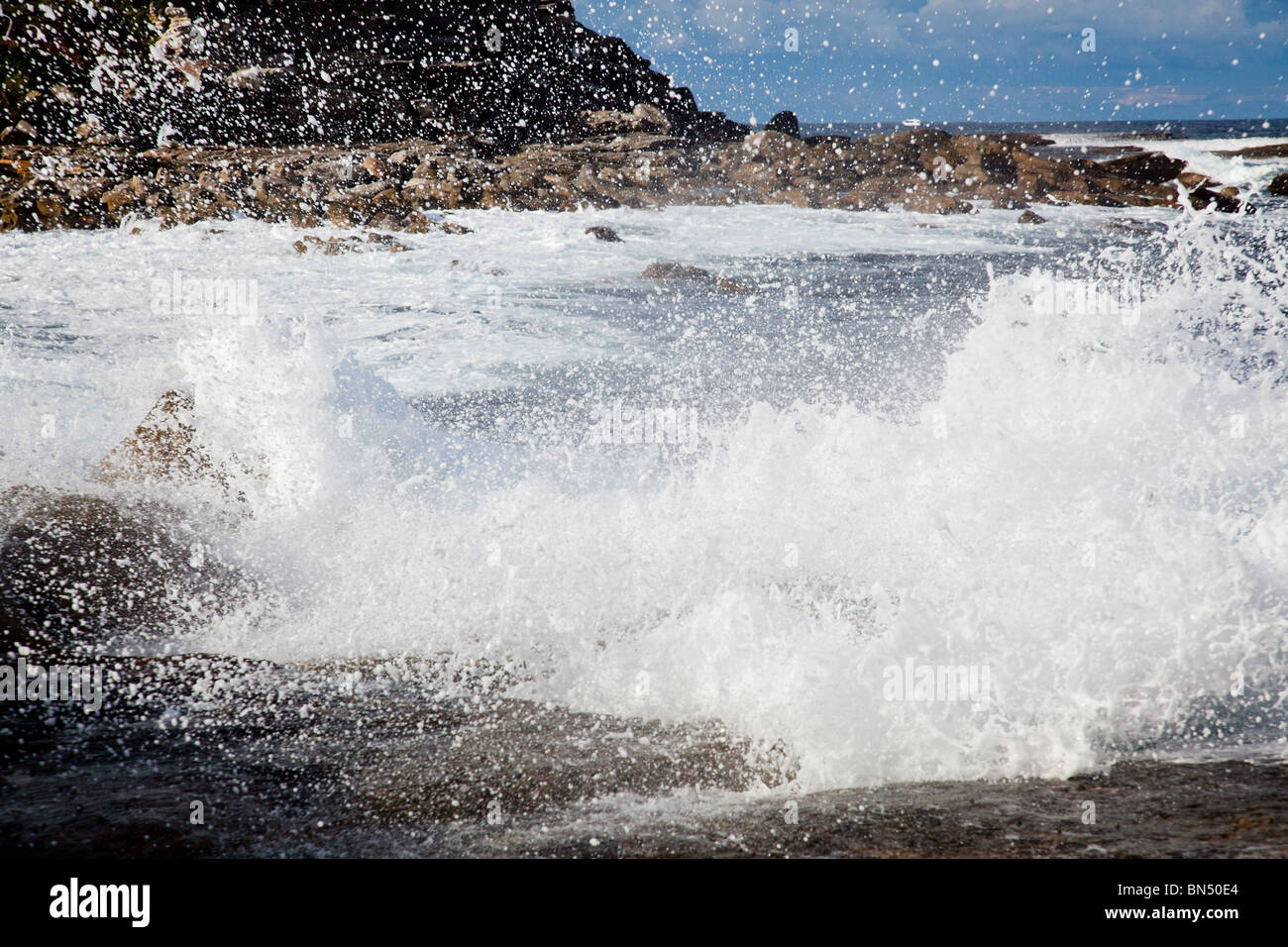 Waves Crashing on a rocky beach in Sydney, Australia Stock Photo - Alamy