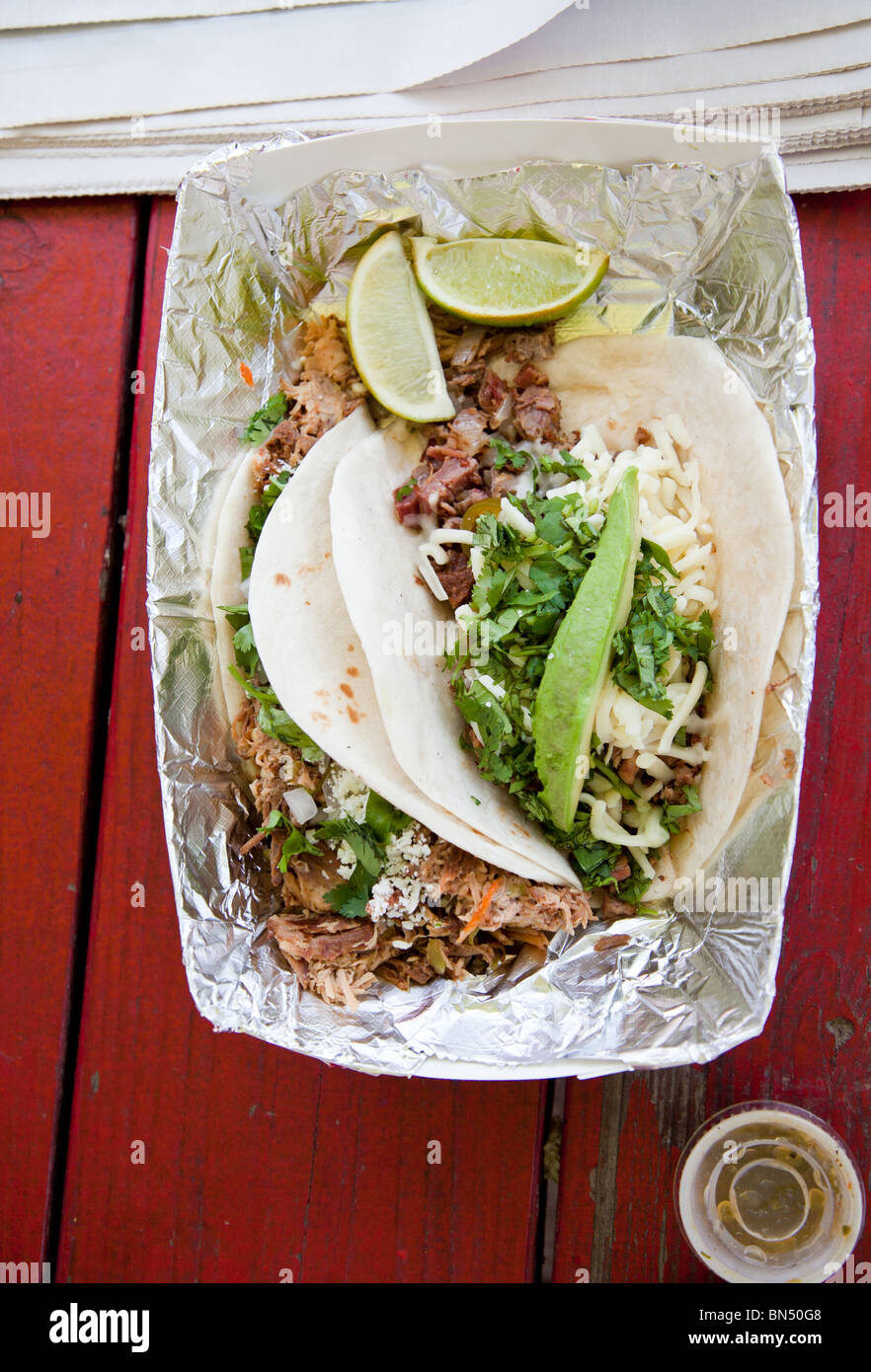 Tacos at the Torcy's Tacos in Austin, Texas Stock Photo