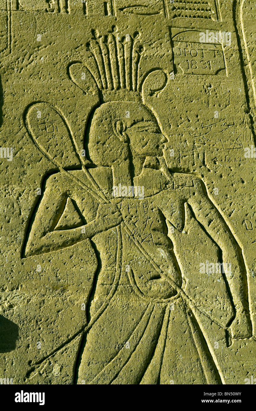 bas Relief detail from the temple of Abu Simbel in Egypt Stock Photo