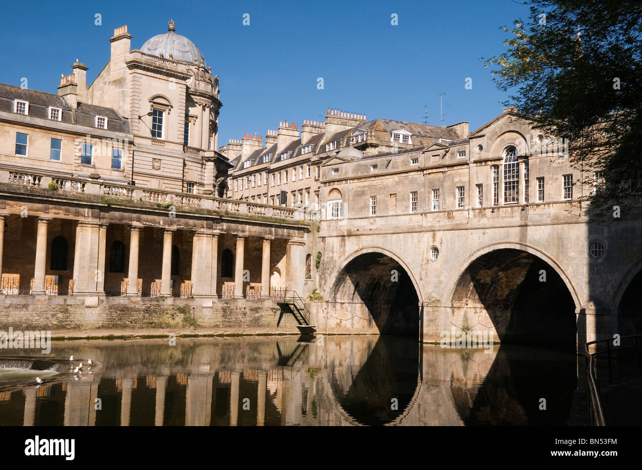 Bath Markets overlooking the Bristol Avon River Bath Somerset England UK Stock Photo