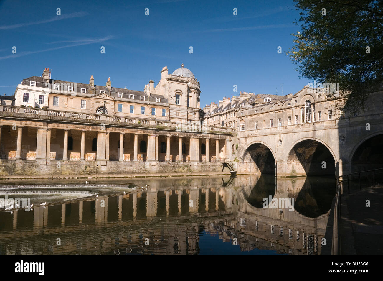 Bath Markets overlooking the Bristol Avon River Bath Somerset England UK Stock Photo