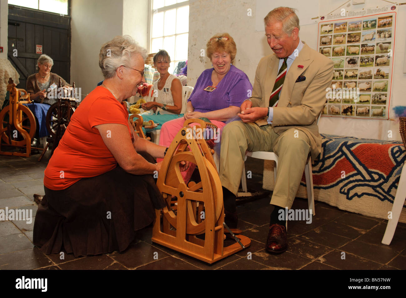 The Prince of Wales visiting the Welsh Woolen Museum, Drefach Felindre