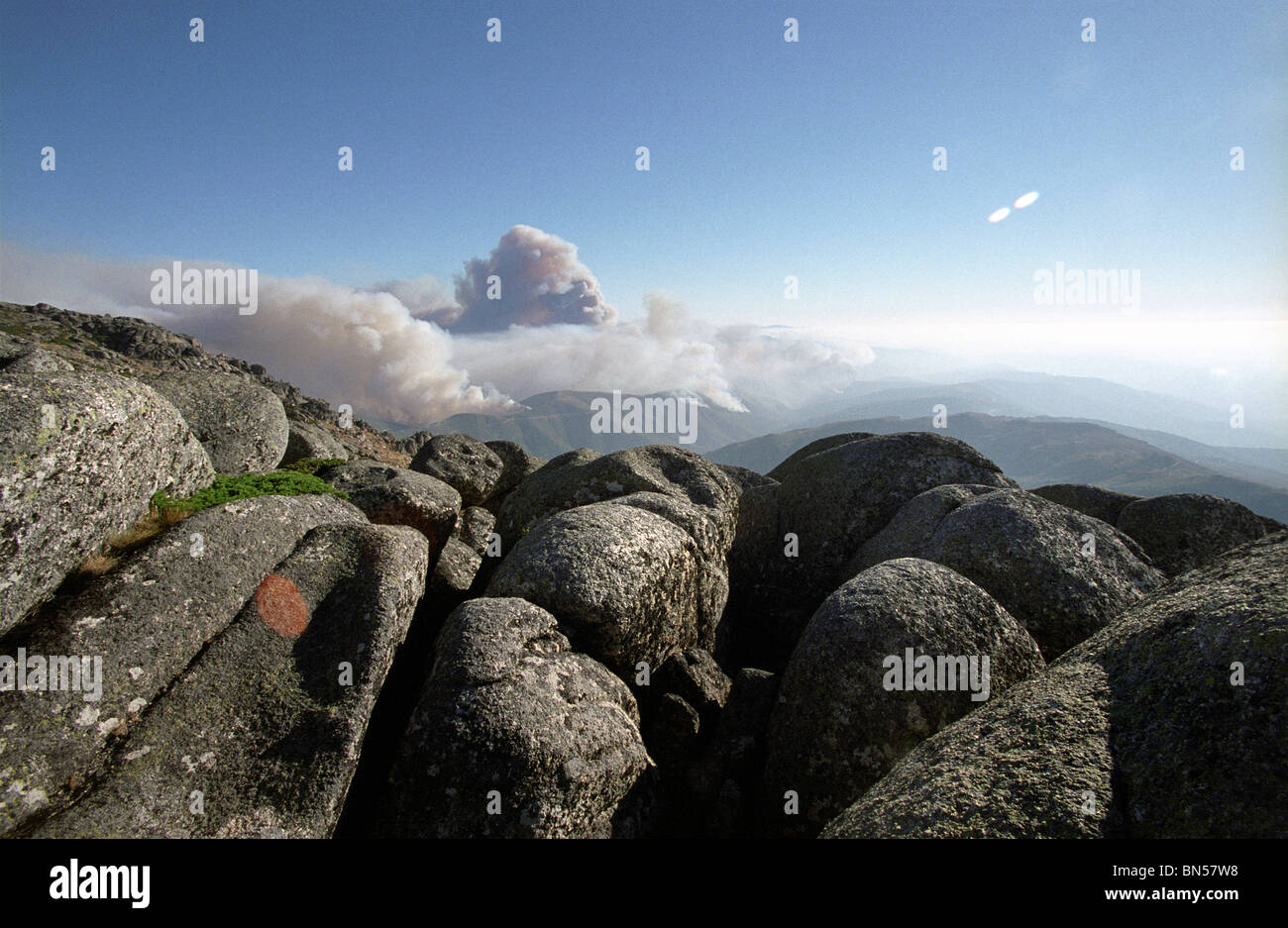 Mountains on fire. Serra da Estrela, Portugal Stock Photo