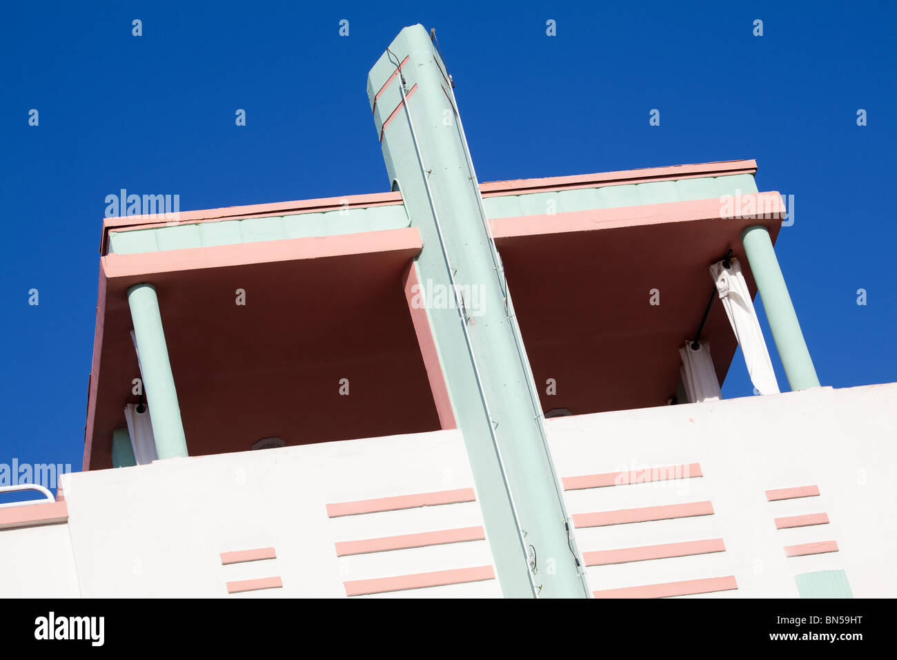 The McAlpin Hotel, 1424 Ocean Drive, was built by L. Murray Dixon in 1940. Stock Photo