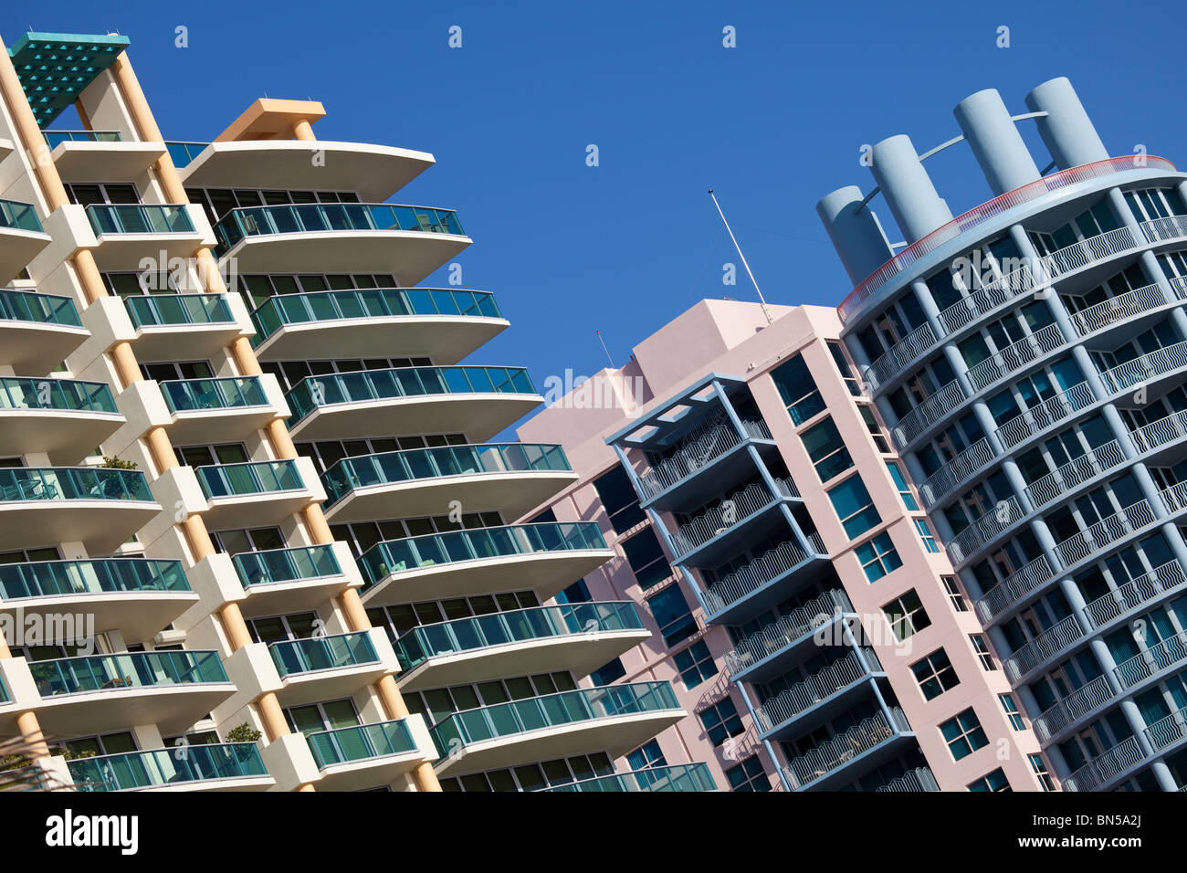 Mid rise condos in Miami Beach, Florida, USA Stock Photo
